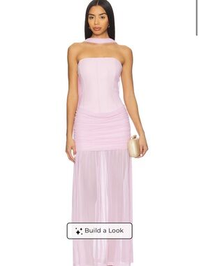 REVOLVE Strapless Lilac Maxi Dress with Sheer Skirt